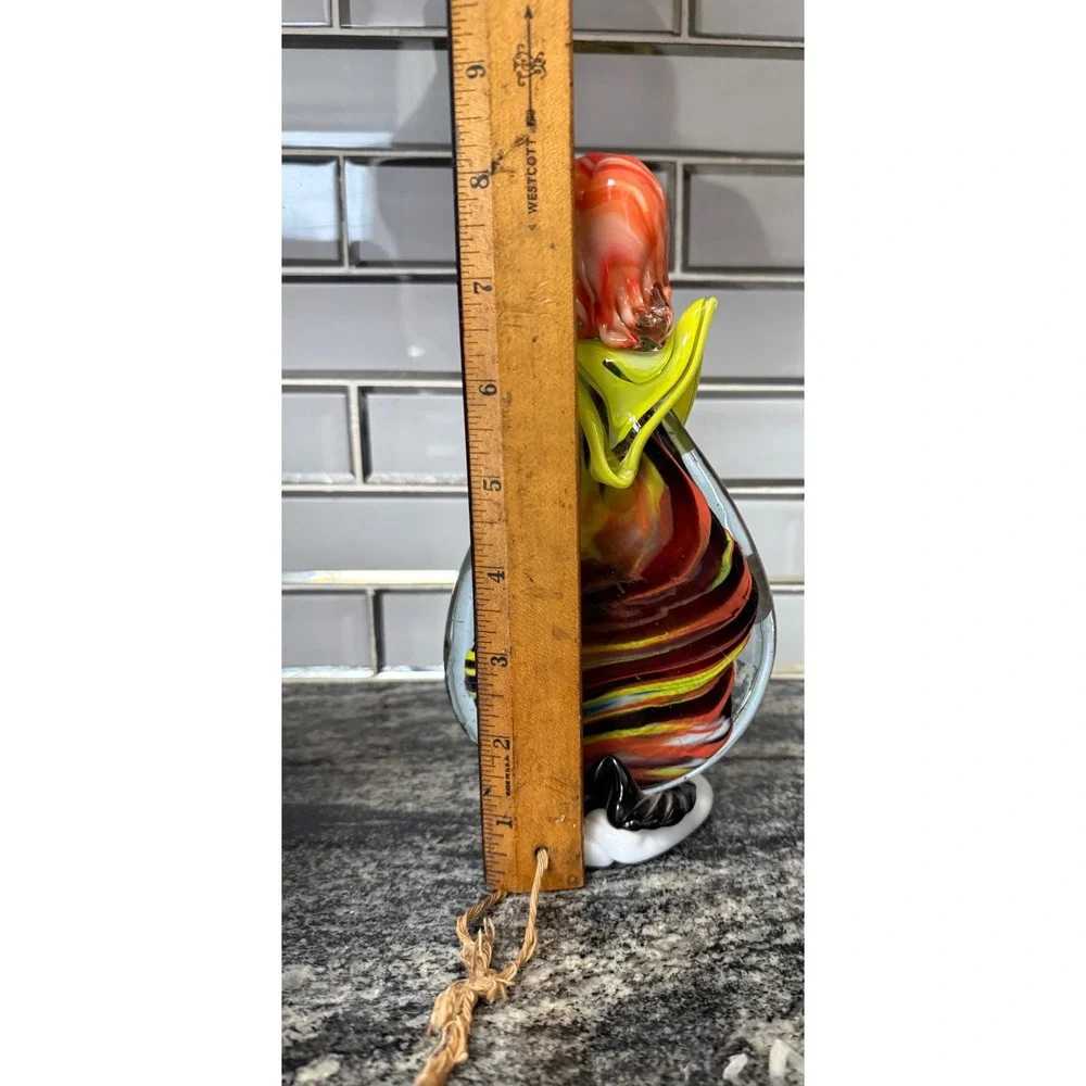 Vintage Hand Blown Murano from Italy, Art Glass Clown Figurine Multi Color 8.5'